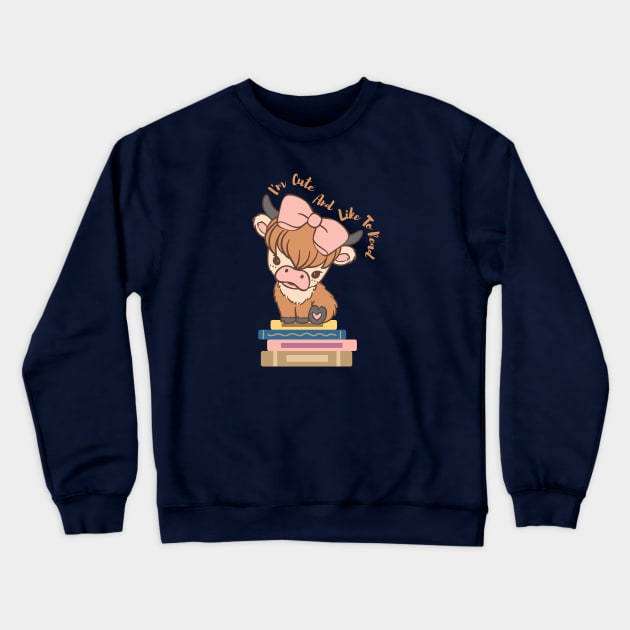 Book Lover Cute Cow Crewneck Sweatshirt by MCsab Creations